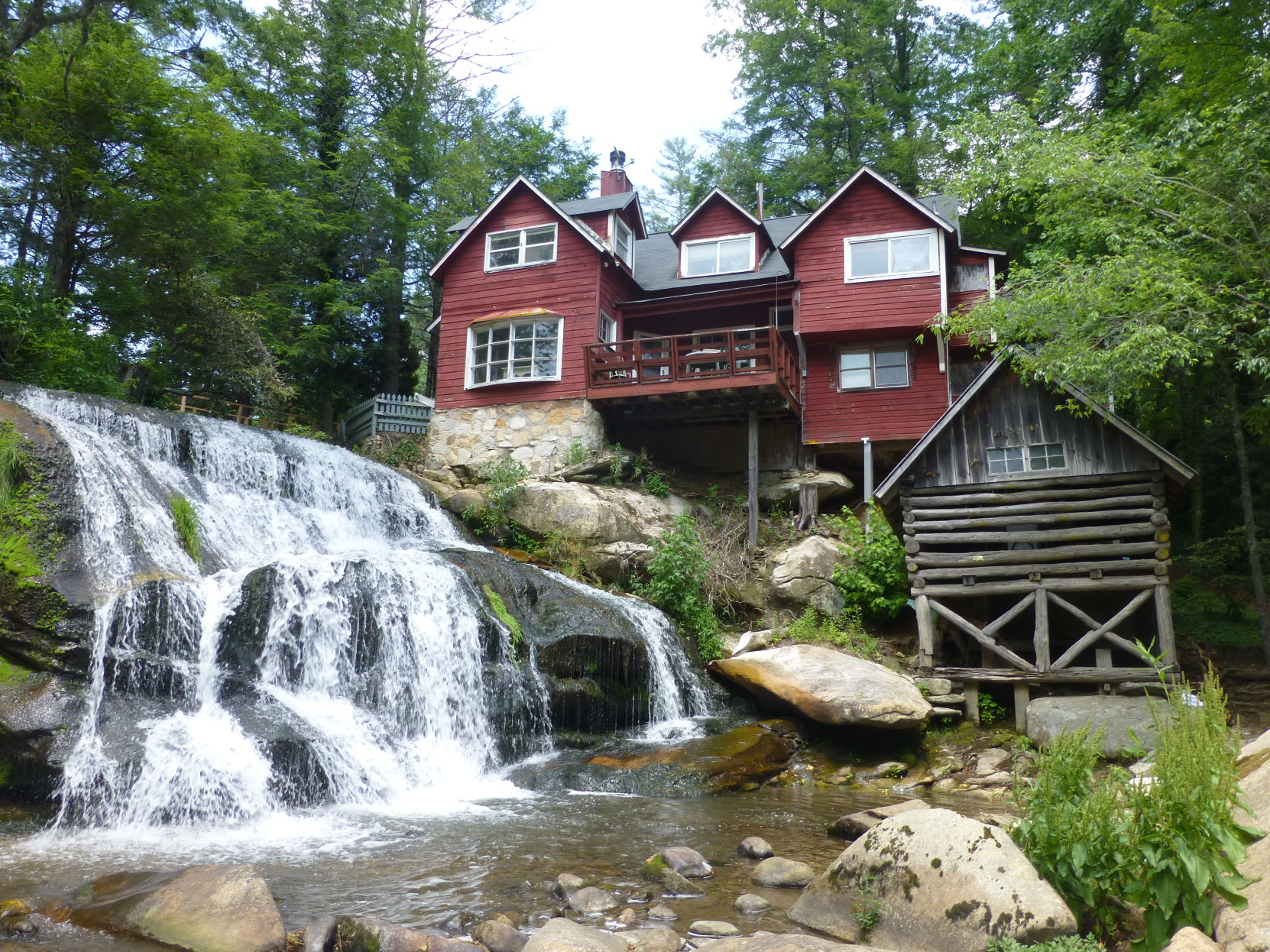 House and waterfall in Brevard County, N.C.